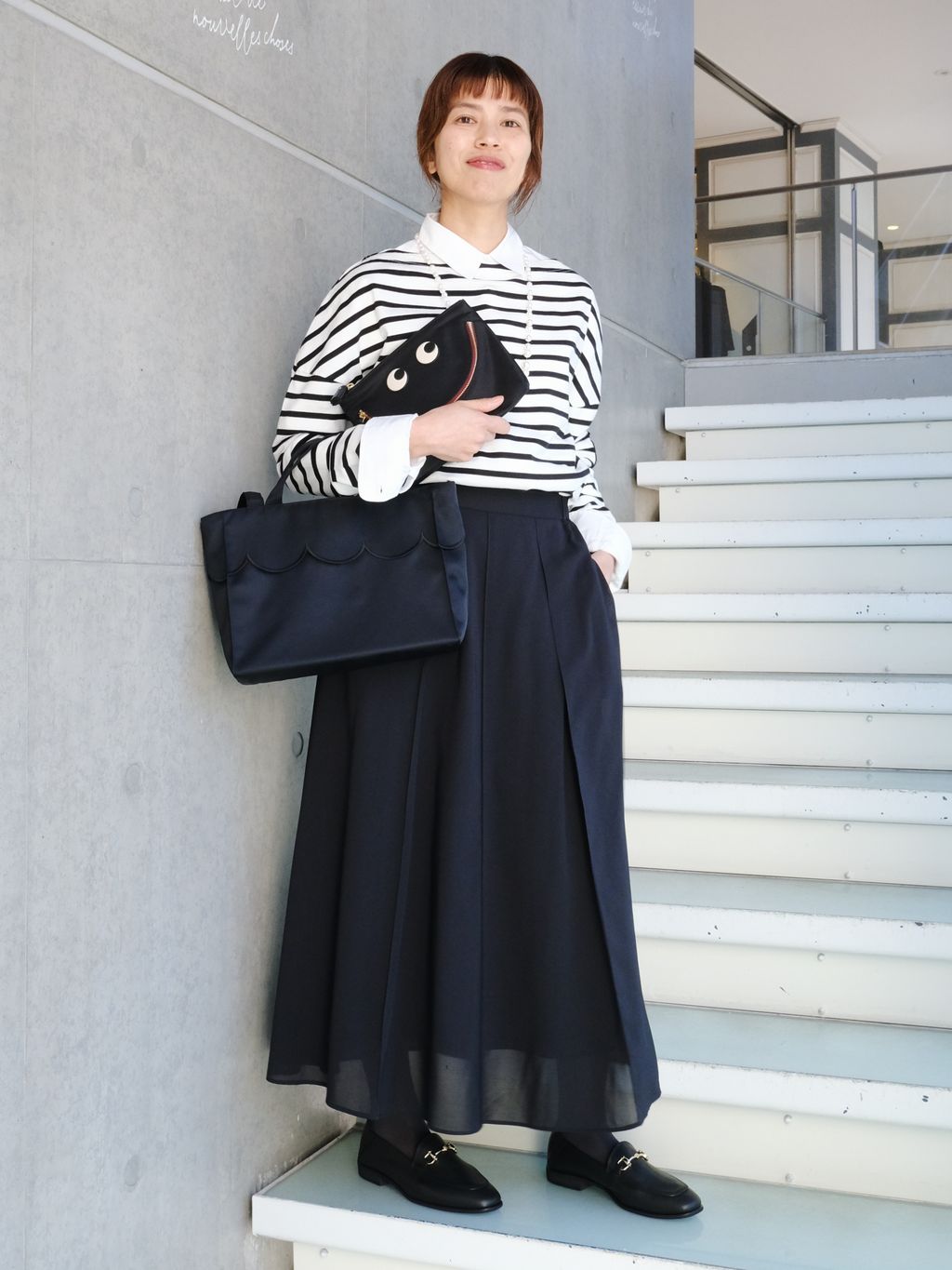 &NAVY シアーピンタックスカートのコーディネートスナップ（Sono