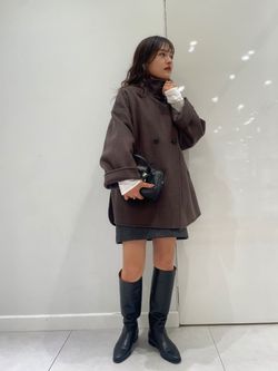 souple woolダブルフェイススタンドコートのコーディネートスナップ