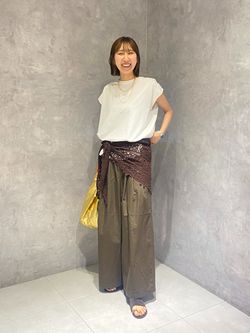 コットンリネンタックワイドパンツのコーディネートスナップ（chisato