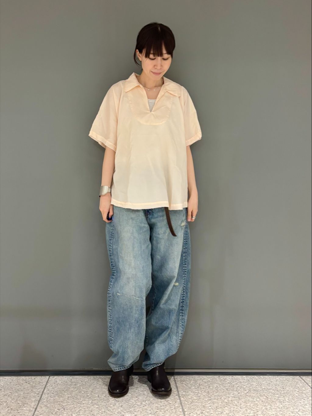 12OZ クラッシュダメージデニムのコーディネートスナップ（S.S