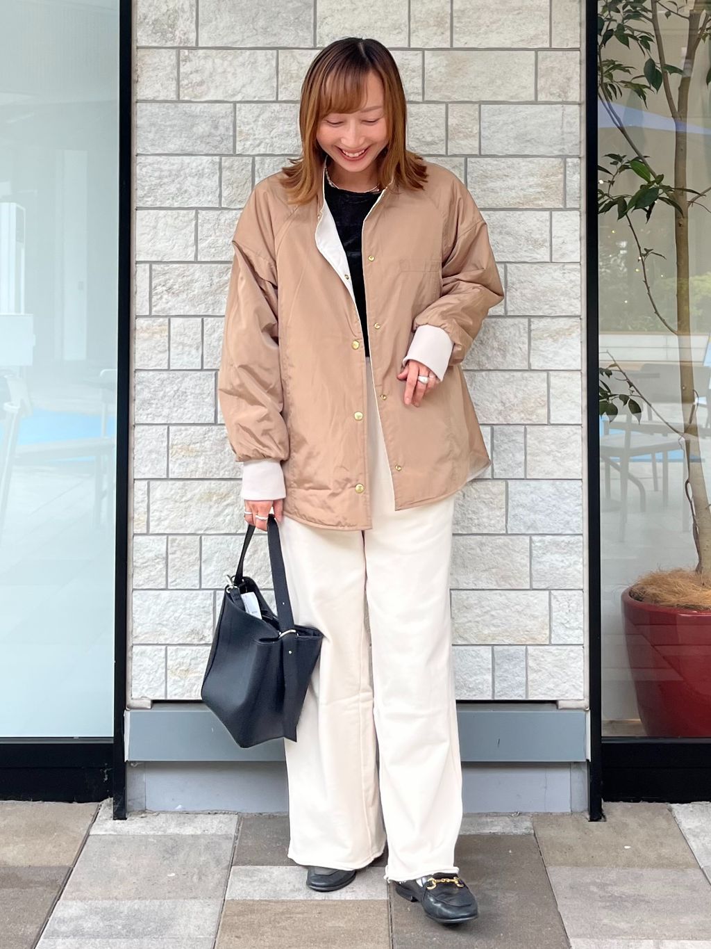 ウォッシャブル / キルティングリバーシブルブルゾンのコーディネート