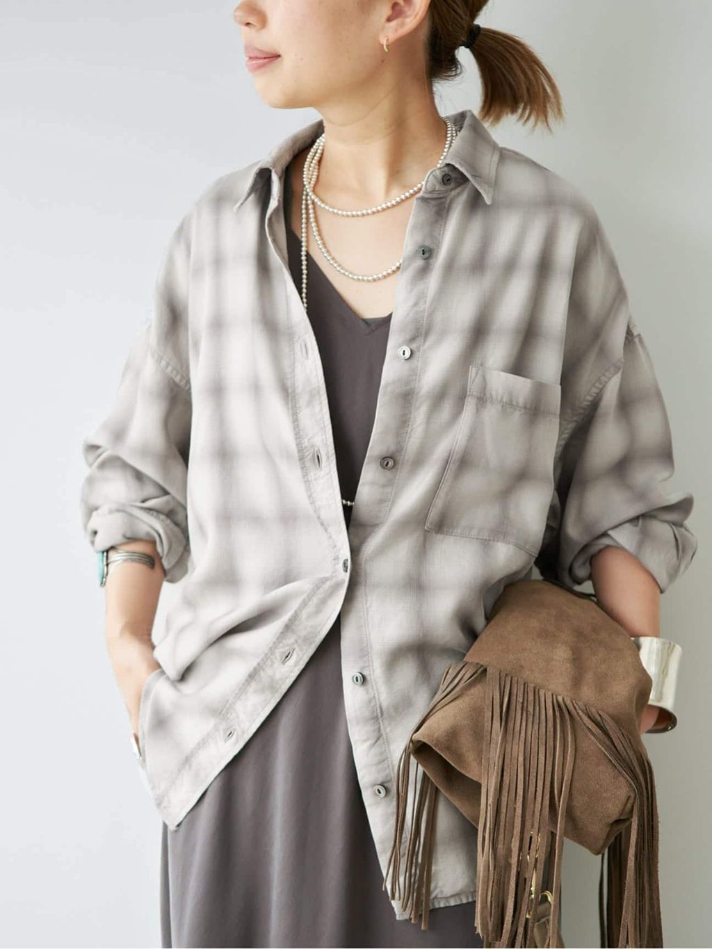 Vintage Check シャツ 1のコーディネートスナップ（MIO）｜Deuxieme