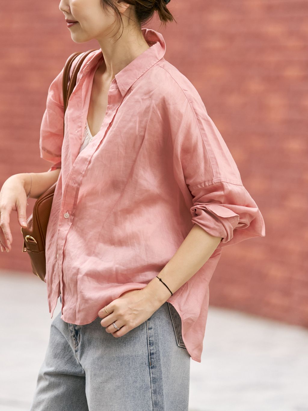 Linen mix ニュアンスシャツのコーディネートスナップ（yoshie