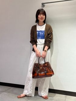≪洗える≫シルク混綿麻シアーVネックカーディガンのコーディネート