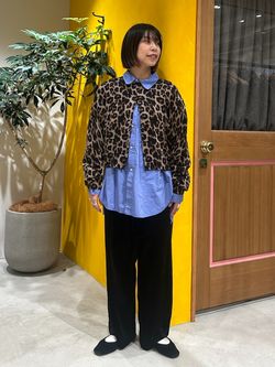 追加4 レオパード プリントクルーネックカーディガンのコーディネート