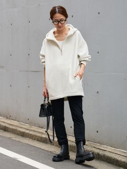 Champion 別注REVERSE WEAVE11.5OZフードハーフジップドロストプル