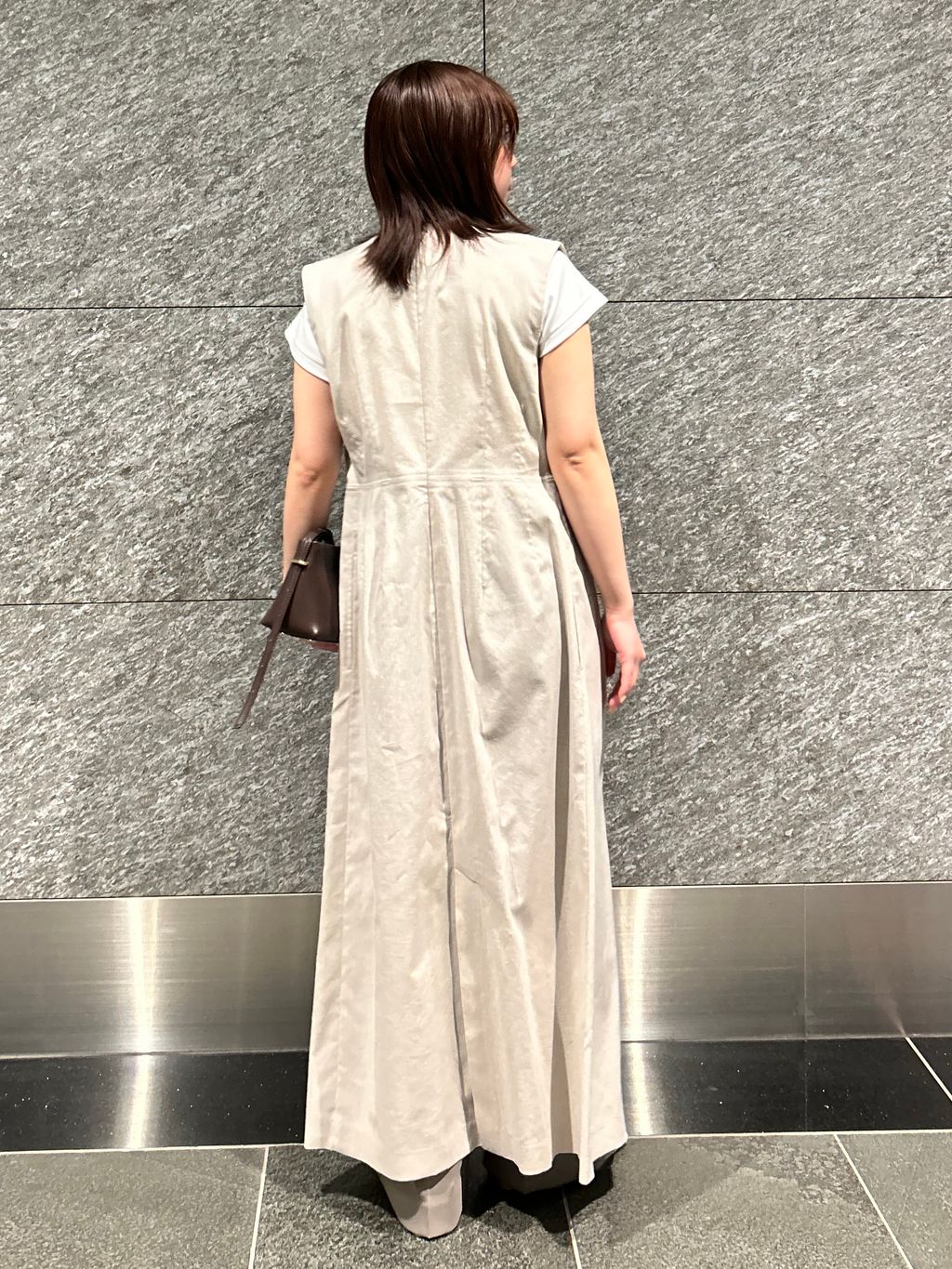 セットアップ対応》【洗える】麻ストレッチロングジレワンピースの
