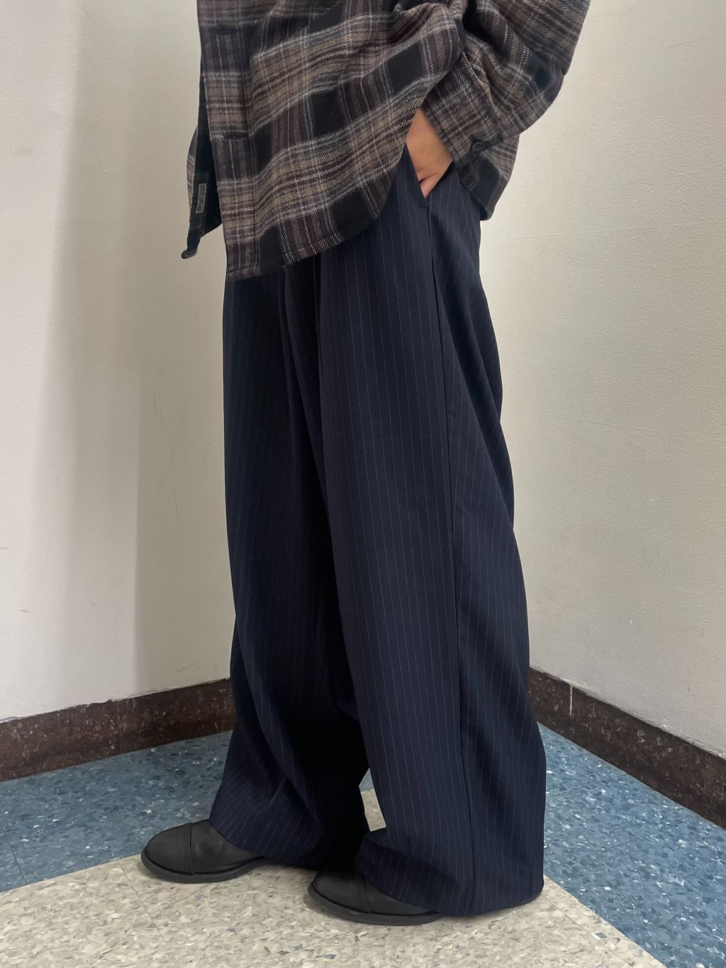 TR モダン ツイル ワイド スラックス / ストライプ / 無地の