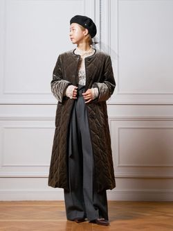 IENA LA BOUCLE ベロアキルティングコートのコーディネートスナップ