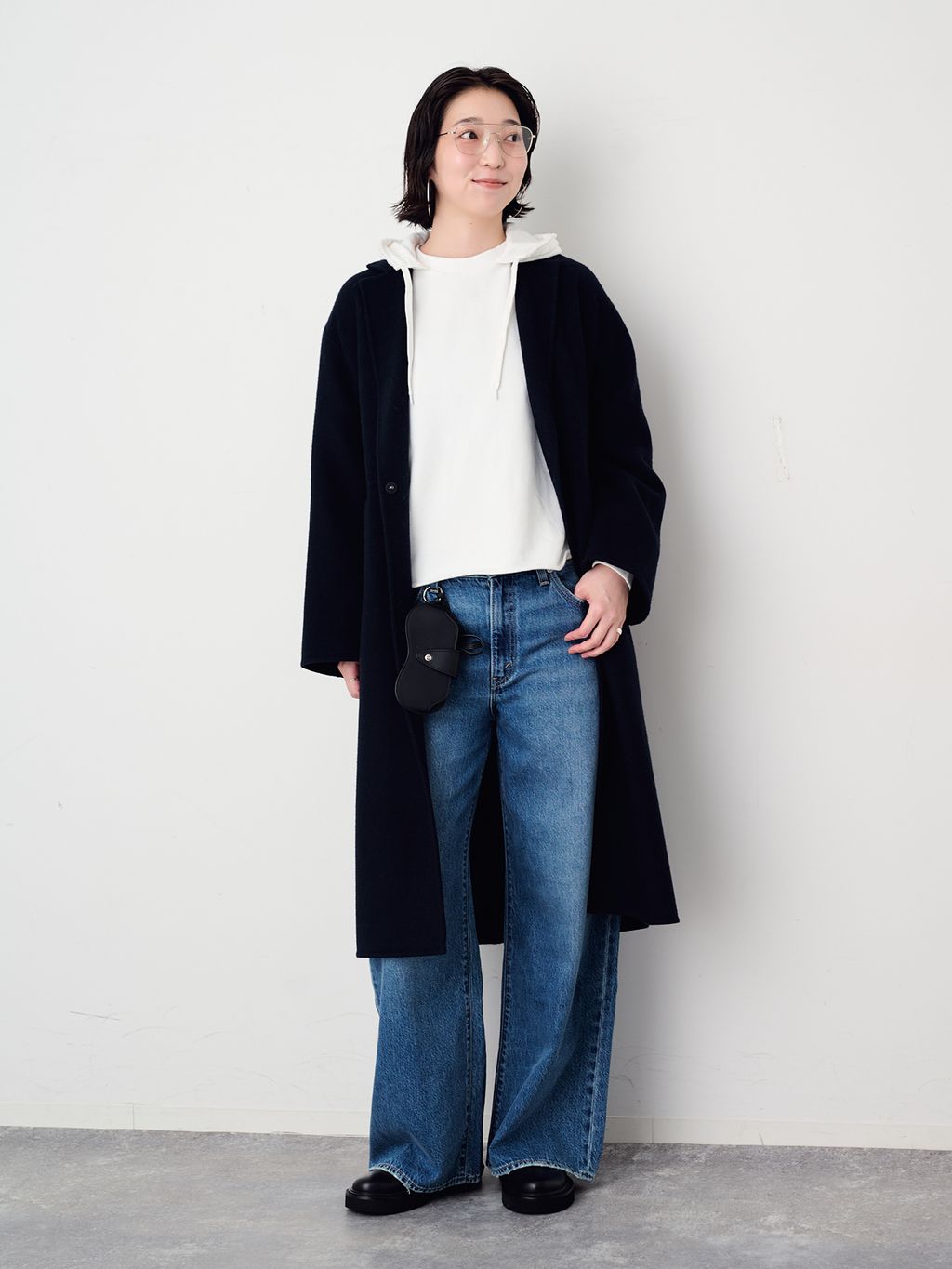 SLOBE IENAブラック チェスターコート シリーズあり/追加予約》souple woolダブルフェイスチェスターコートの