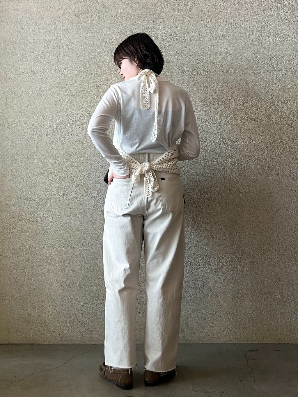 LCワッシャー ショールカラージャケットのコーディネートスナップ（A.D