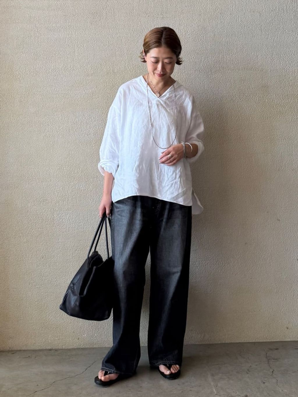 追加》ソフトリネン セーラーシャツのコーディネートスナップ（Y.S