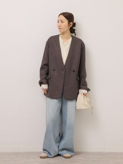 専用2025 JOURNAL relume メランジノーカラーダブルジャケット メランジノーカラーダブルジャケット（ノーカラージャケット