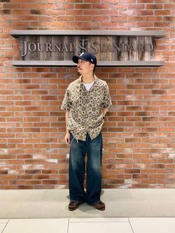 bunai / ブナイ 別注 アジュラク プリント オープンカラー半袖シャツの