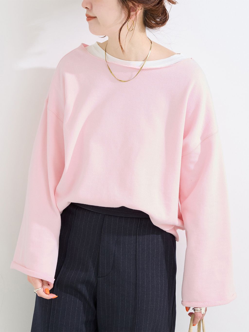 ウォッシャブル / シンプル裏毛スウェットプルオーバーの