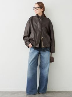 Stand Collar レザーブルゾンのコーディネートスナップ（MIZU
