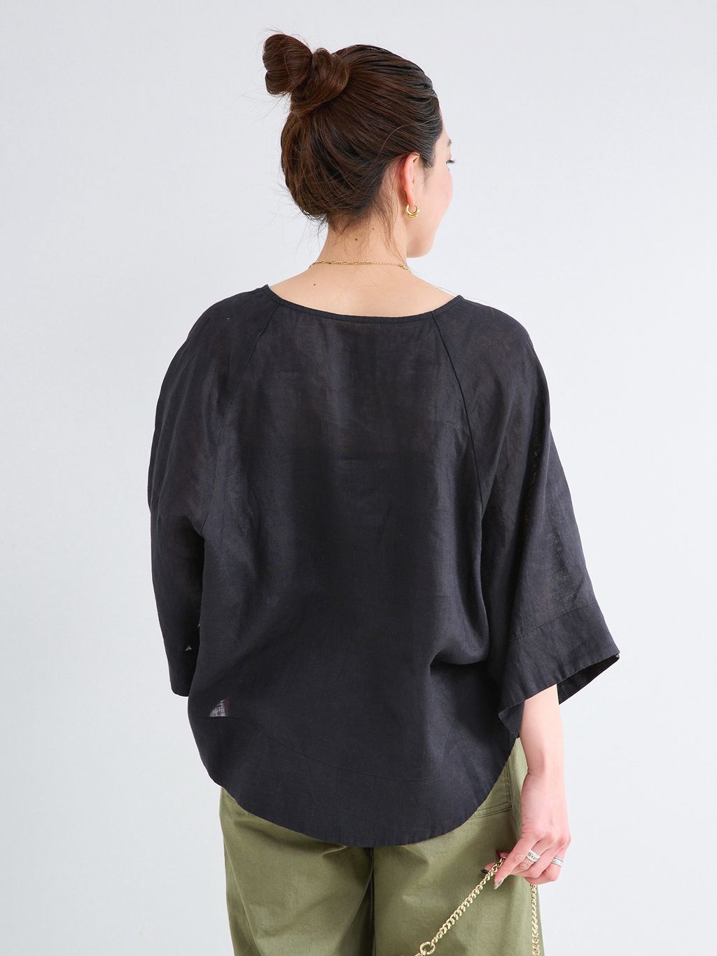 追加予約》手洗い可 / フレンチリネンワイドスキッパーブラウスの
