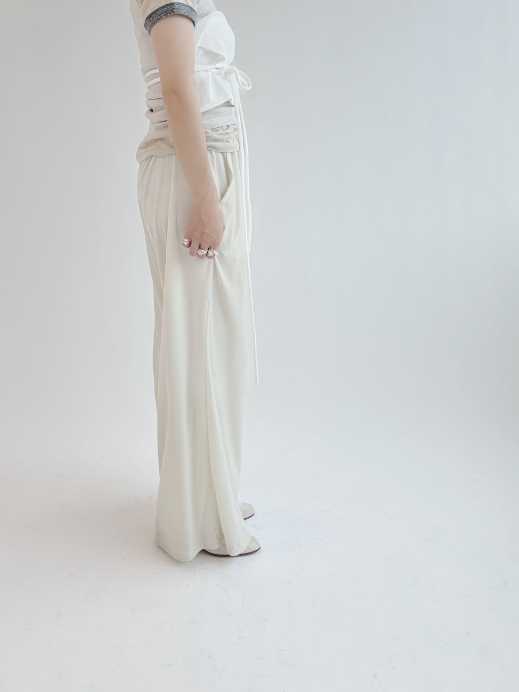 fifi collection フィフィコレクション Trim sheer SS TEE mix gray 25