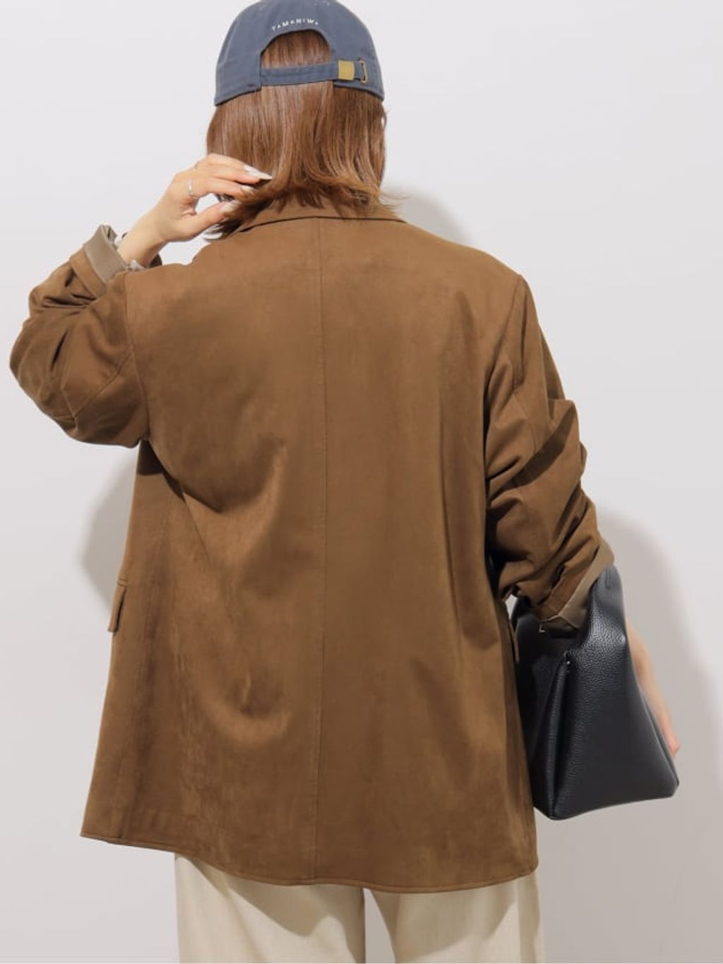 予約》フェイクレザーシングルジャケットのコーディネートスナップ