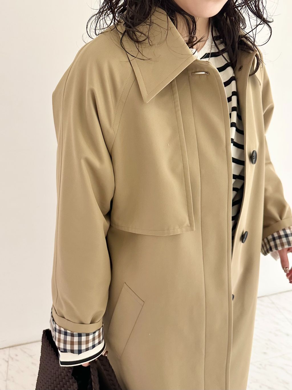 金子綾さん着用】【別注】Aquascutum×LESSAGE ステンカラーコートの