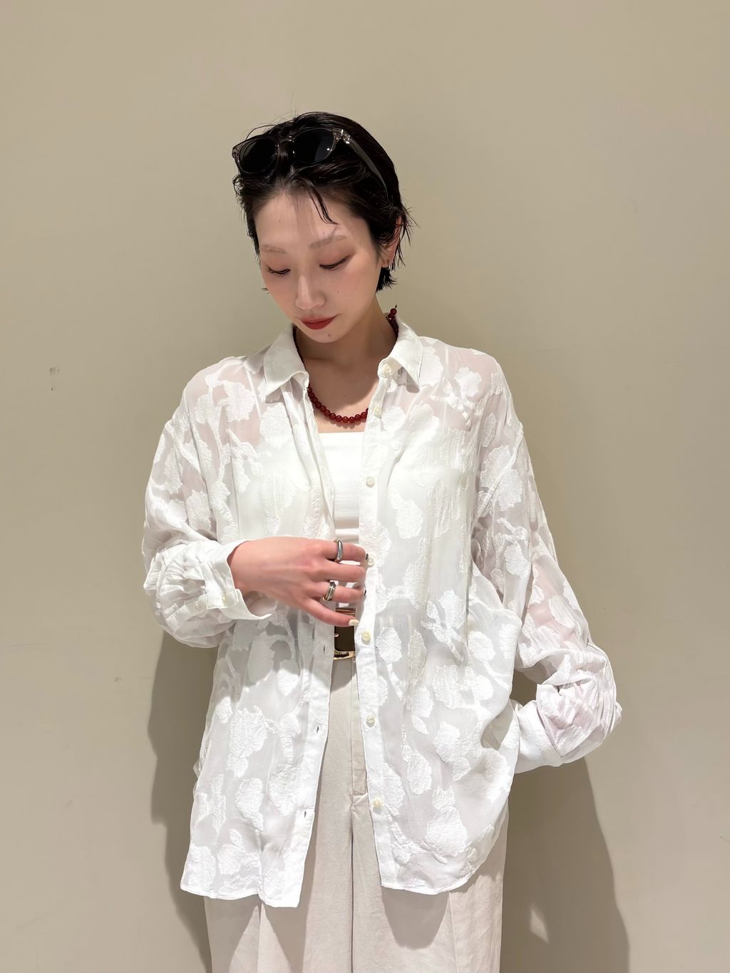 HYU フラワージャガードシャツのコーディネートスナップ（Sakuma