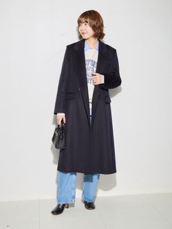 カシミヤMIXウールチェスターコートのコーディネートスナップ（KUROIWA