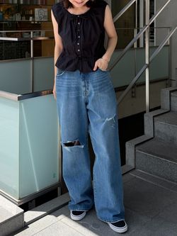ピンタックレースノースリブラウスのコーディネートスナップ（Ayaka