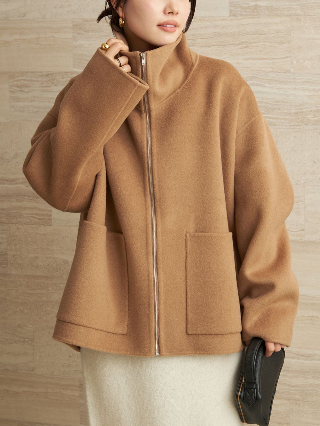 R'IAM スタンドZIPコートのコーディネートスナップ（risa）｜Plage