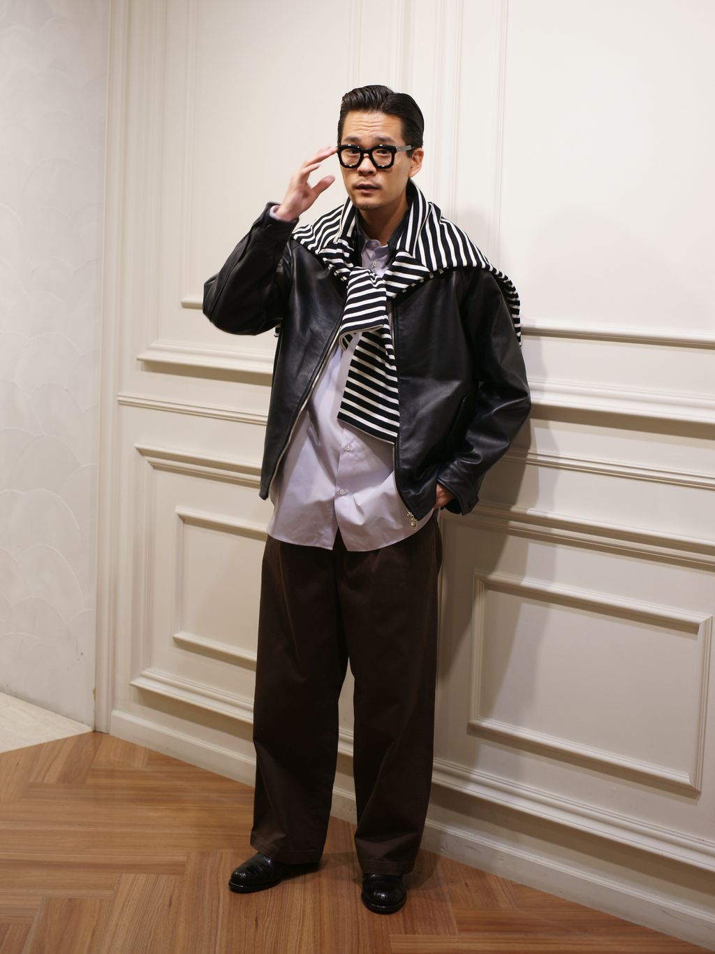 ラム レザー ドライビング ブルゾンのコーディネートスナップ（ZeN