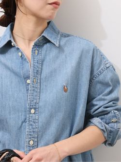 予約》【POLO RALPH LAUREN 】ワイド クロップドフィット デニムシャツ