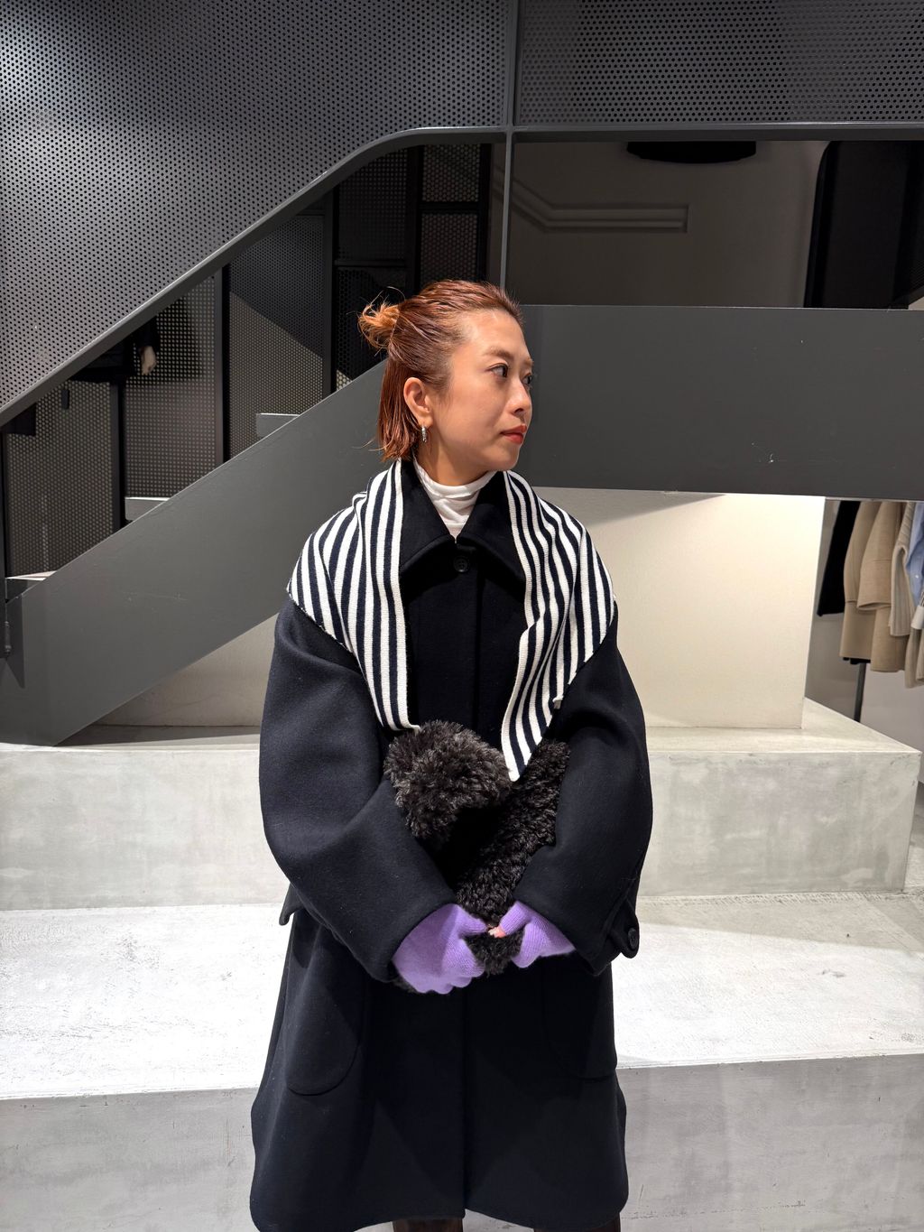 IENA LA BOUCLE ハードメルトンスタンドネックコートのコーディネート