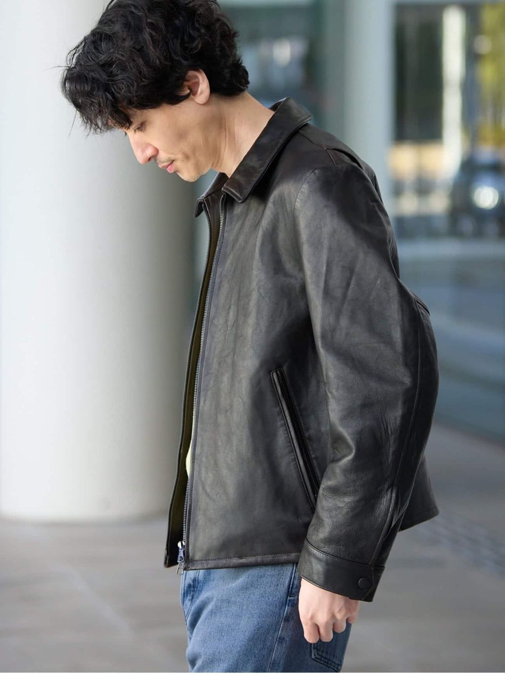 ラム アンティーク レザー ジャケットのコーディネートスナップ