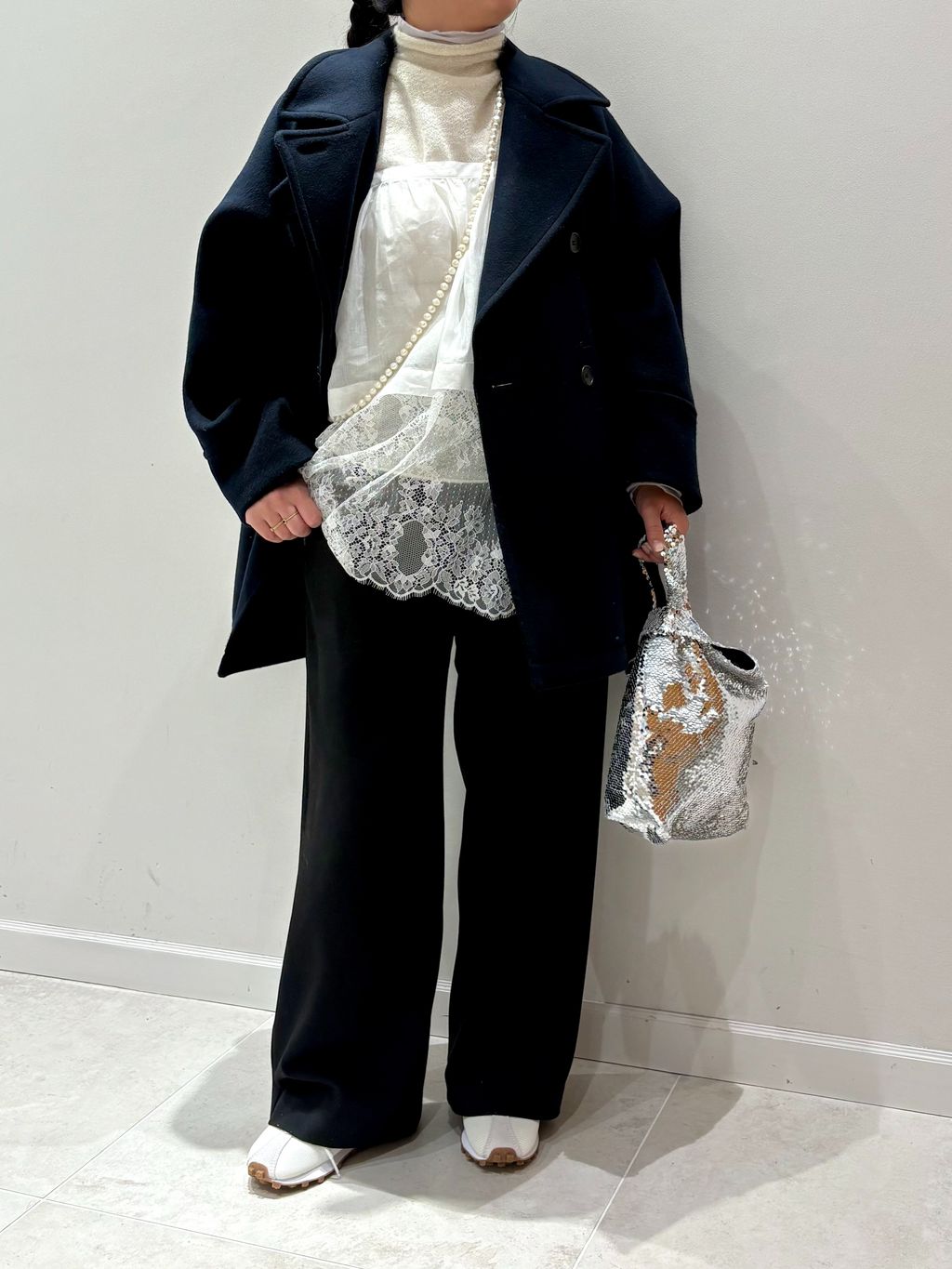 ダブルブレストハーフコートのコーディネートスナップ（non）｜IENA