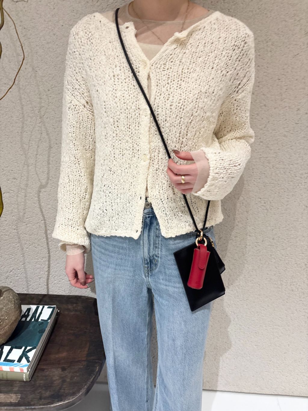 Fringe yarn カーディガンのコーディネートスナップ（Anri）｜Plage