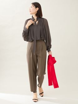 L'UNE（リュンヌ） ヴィンテージシフォン プリーツブラウス 別注 LU19X