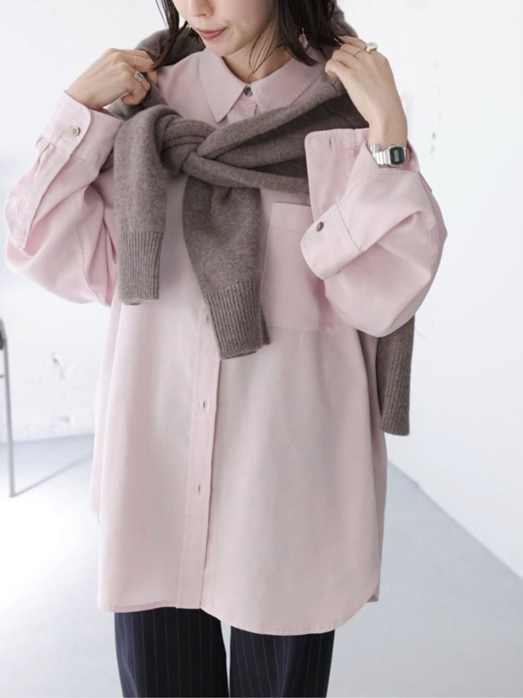 Dyedツイルオーバーサイズシャツのコーディネートスナップ（miyuu