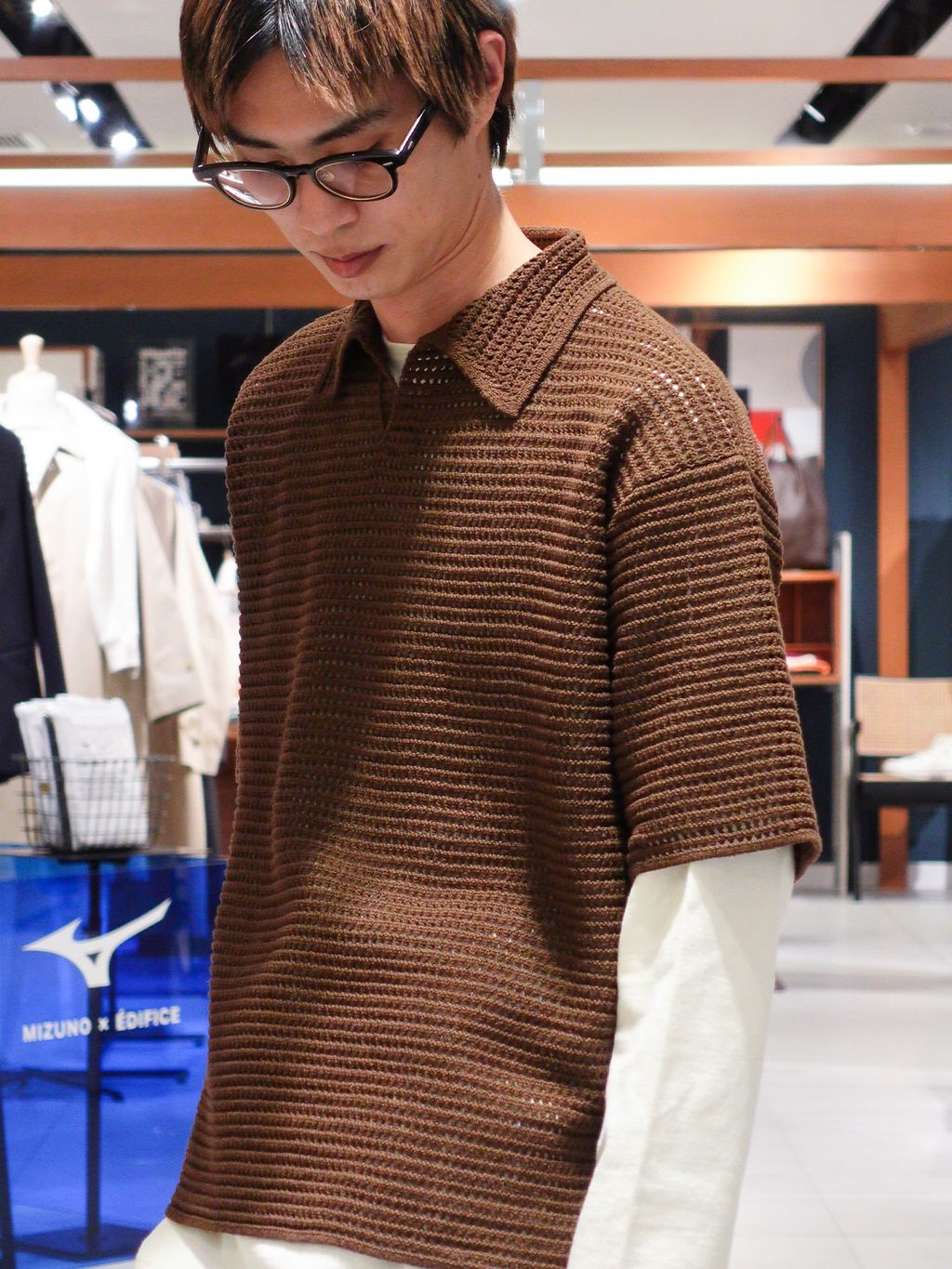 AURALEE (オーラリー) TUSSAH SILK COTTON MESH KNIT SKIPPER POLOの