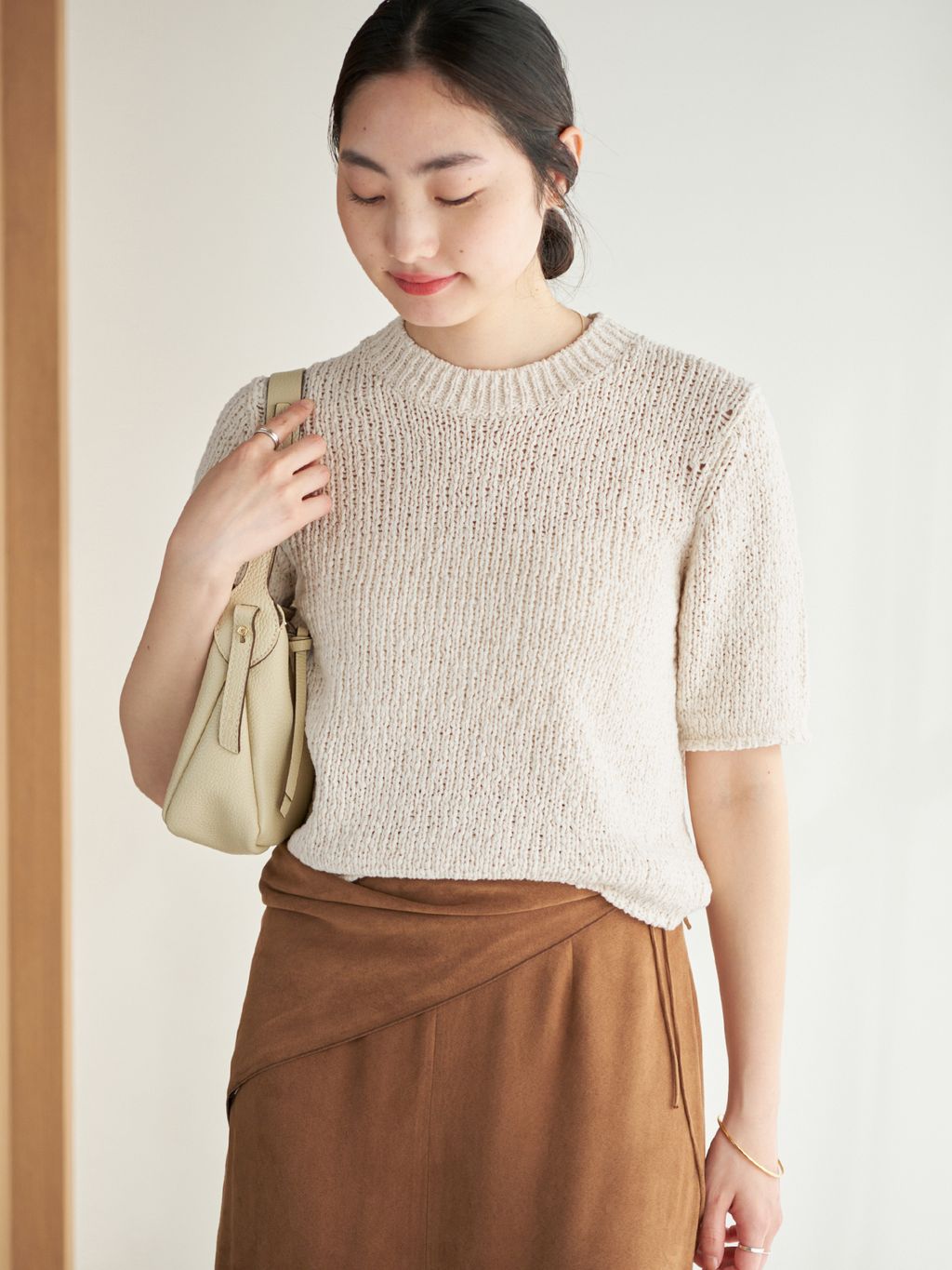 Italian yarn CO half ニットのコーディネートスナップ（mizuka