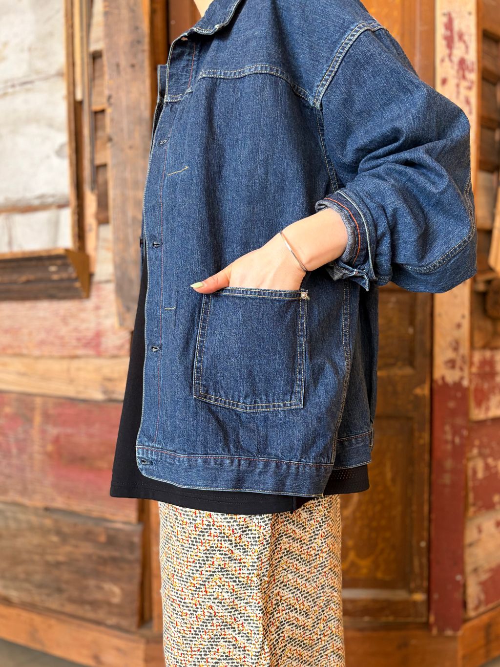chimala】SELVEDGE DENIM SHORT JACKETのコーディネートスナップ（Y.S
