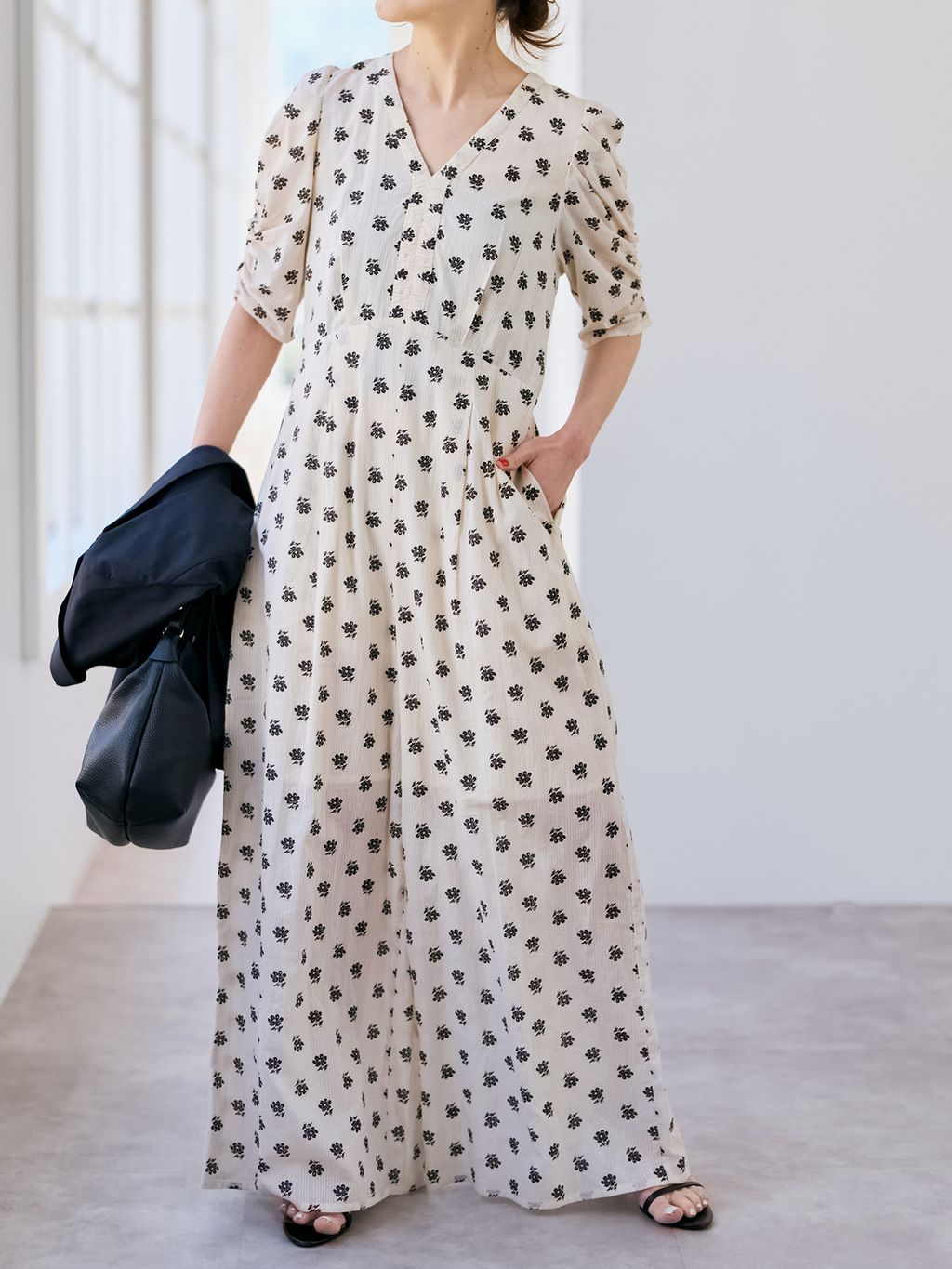 別注》ne Quittez pas / ヌキテパ Cotton Dobby Stripe Flower Print