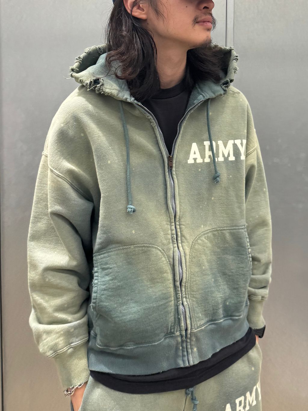 BOWWOW / バウワウ ARMY ZIP HOODIE AGEDのコーディネートスナップ（は