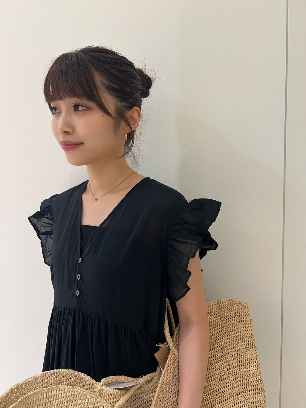 コットンボイルフリルワンピースのコーディネートスナップ（chika