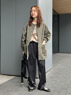 追加》ノーカラーサファリブルゾンのコーディネートスナップ（nabe