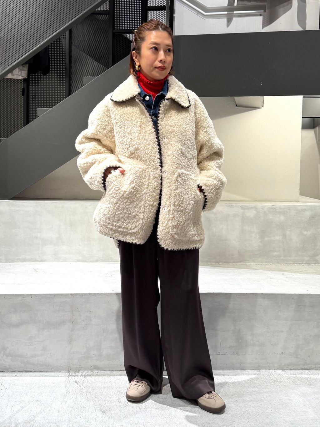 【美品】IENA イエナ ボンディングブルゾン ジャケット 追加》ダブルサテンイージーパンツのコーディネートスナップ（yumi