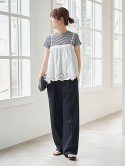ドレープチノ1タックストレートパンツのコーディネートスナップ