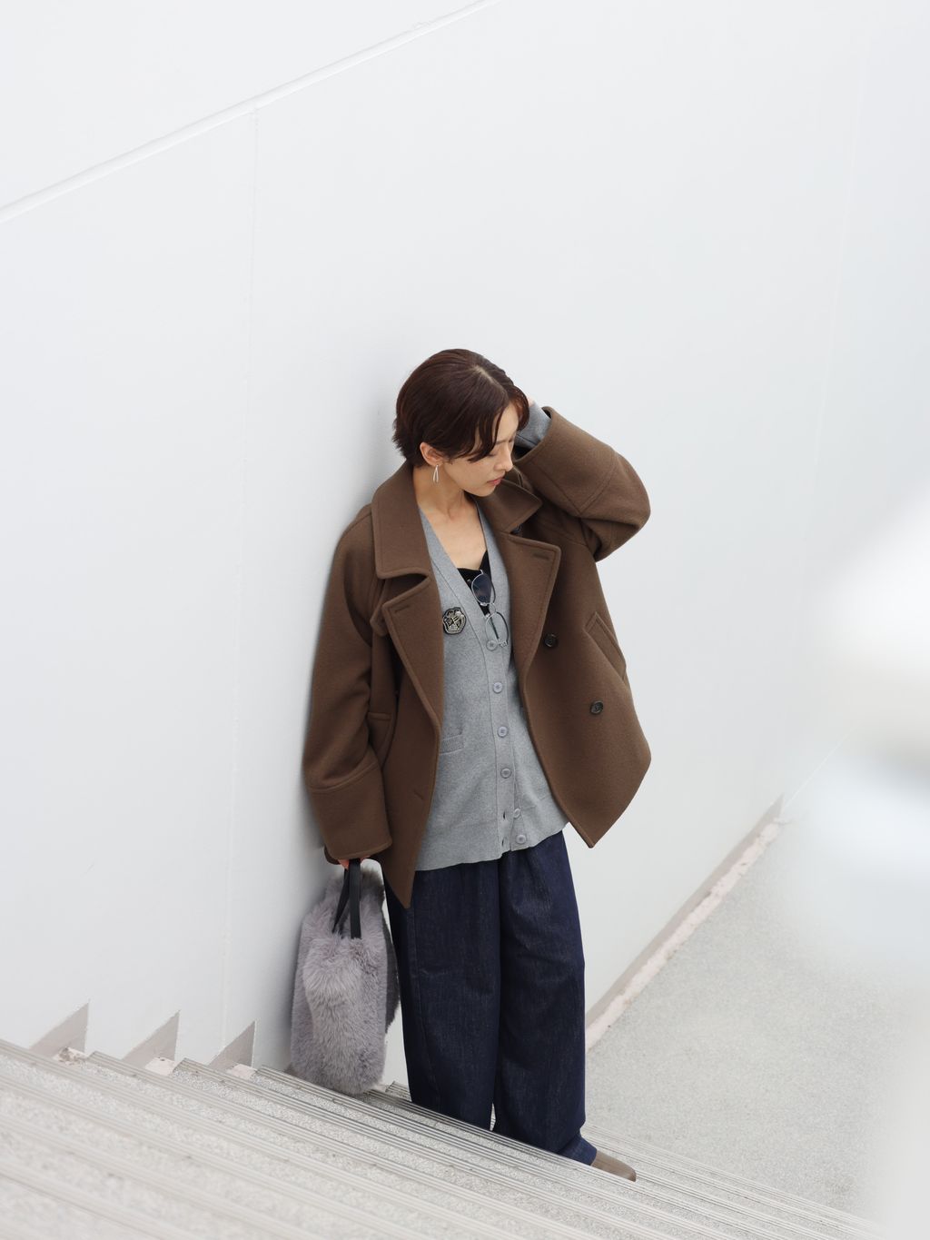予約》尾州ウールスーパー100スタンドPコートのコーディネートスナップ