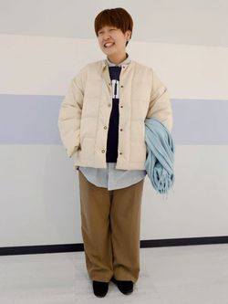 WASHABLEライトダウンブルゾンのコーディネートスナップ（SHAKKURU 