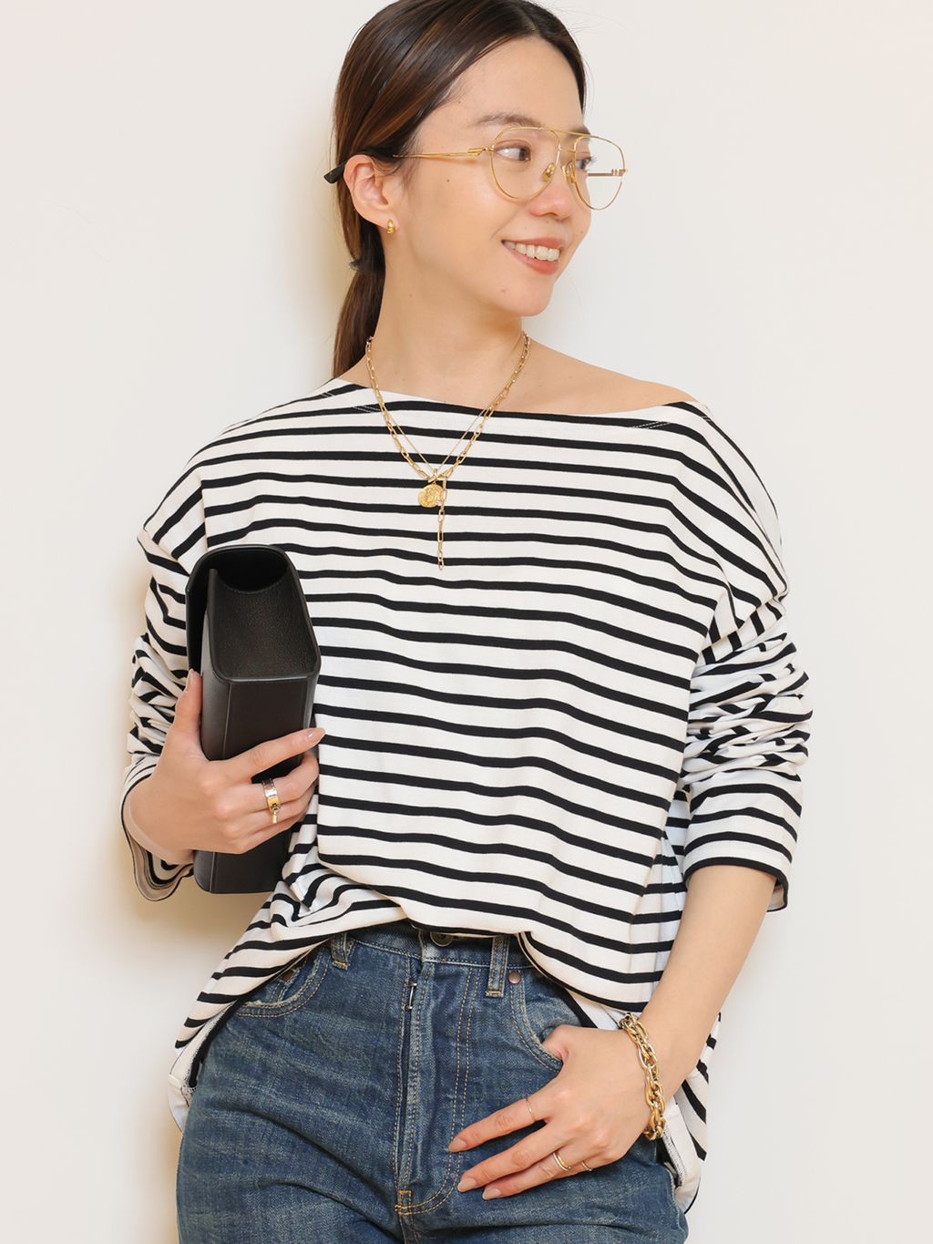 French Stripe Tシャツのコーディネートスナップ（HASE）｜MUSE de