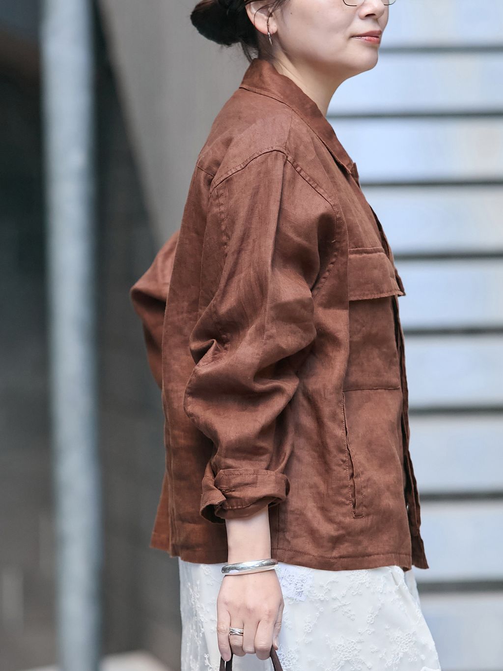 追加予約》リネンミリタリージャケットのコーディネートスナップ（Onda