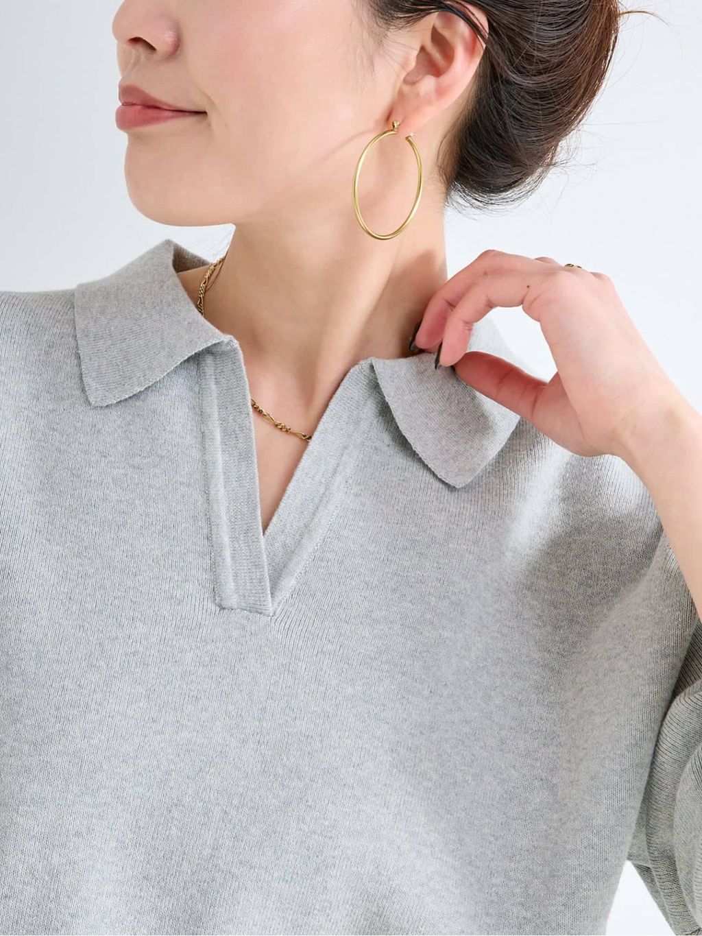 予約》手洗い可 / 襟付きスキッパーニットのコーディネートスナップ